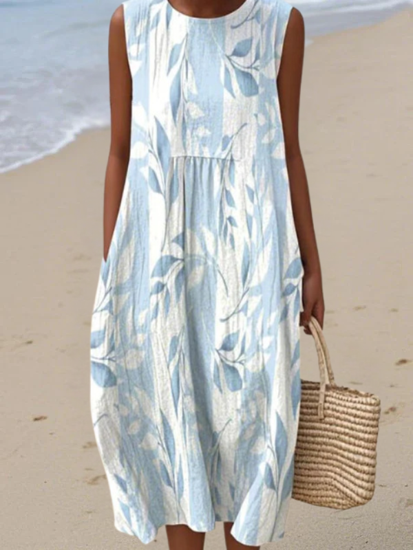 Saga | Vestido midi con estampado de hojas