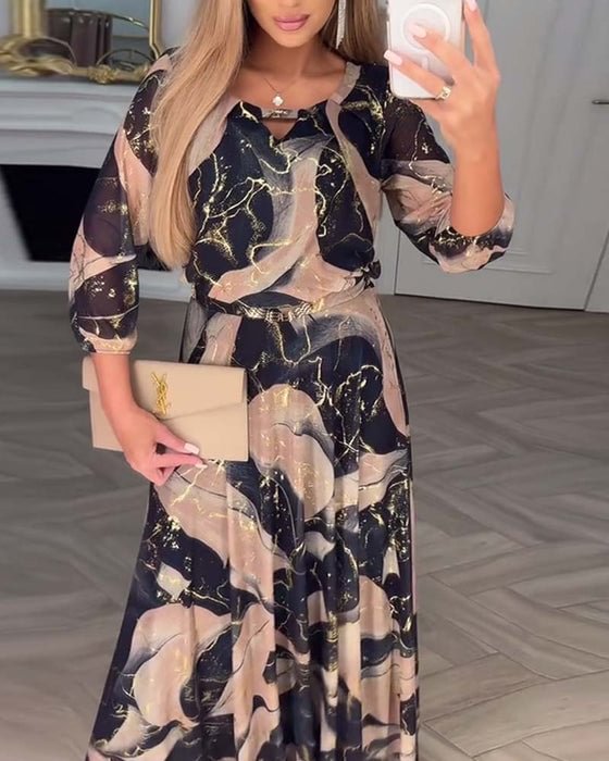 Susan – Vestido maxi de chiffón estampado