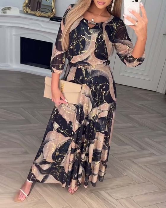 Susan – Vestido maxi de chiffón estampado