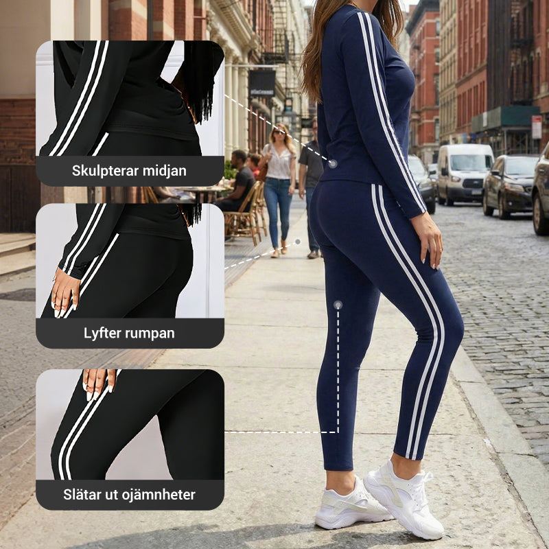 Conjunto de dos piezas de entrenamiento de manga larga para mujeres