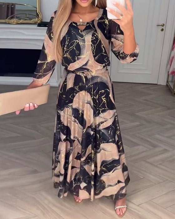 Susan – Vestido maxi de chiffón estampado