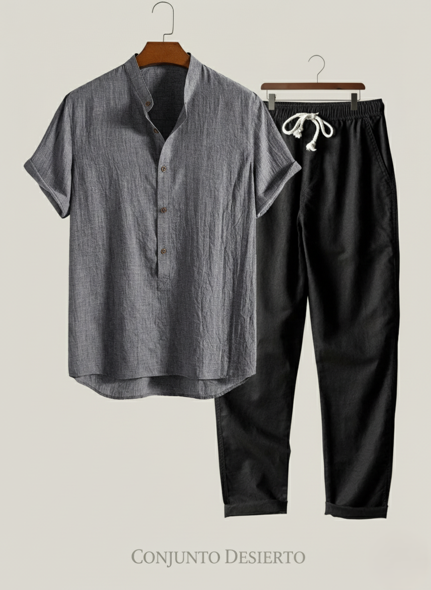 Desierto Set | Conjunto fluido de camisa y pantalón en mezcla premium de lino