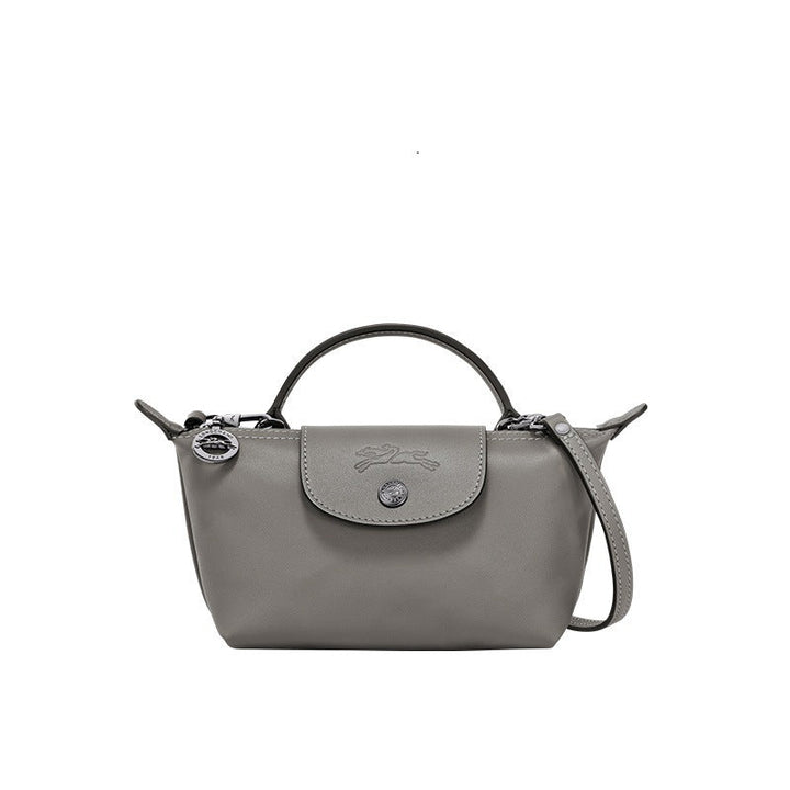 Mini bolso de cuero Longchamp - gris