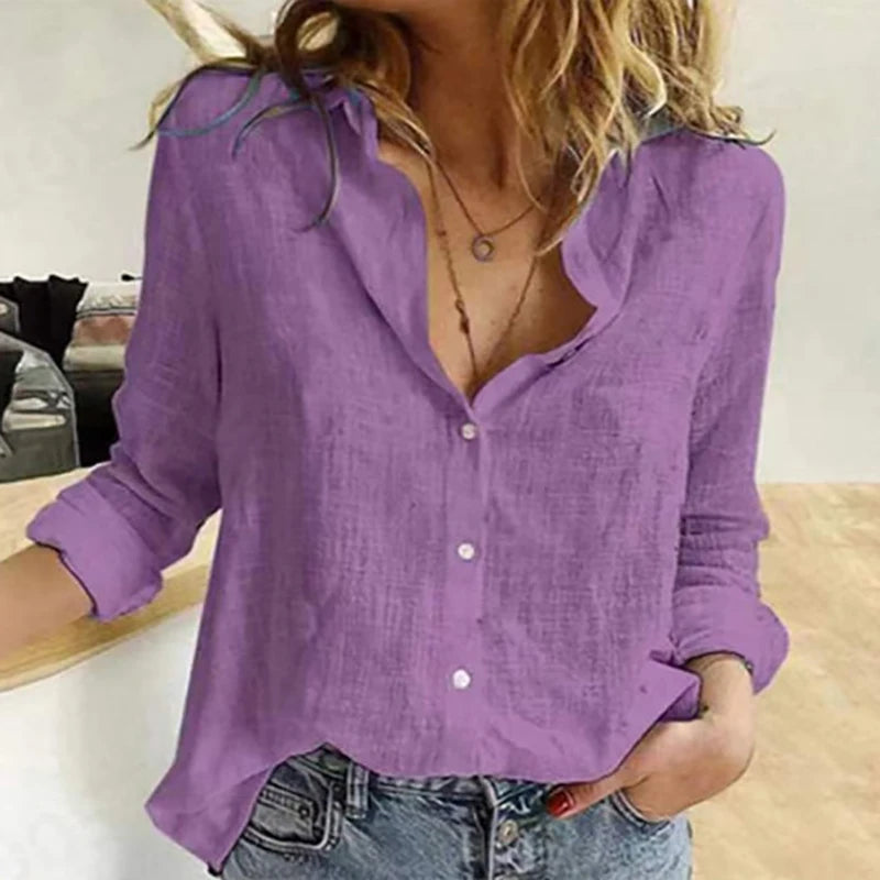 Elegantes camisas de algodón y lino para mujer