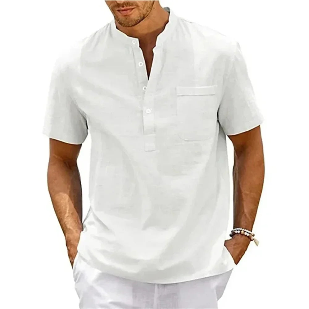 Elegante camisa de lino y algodón