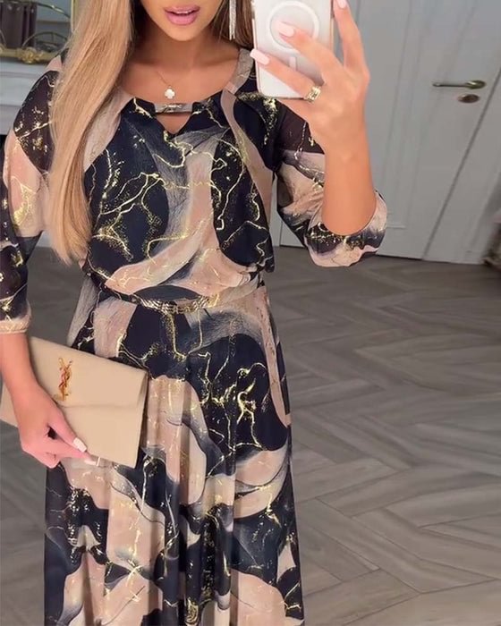 Susan – Vestido maxi de chiffón estampado