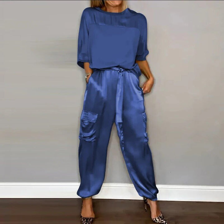 TERESA™| CONJUNTO DE SATÉN CÓMODO PARA MUJER – DOS PIEZAS